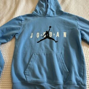 Jordan Light Blue Hoodie with Black Tag and Red Jumpman